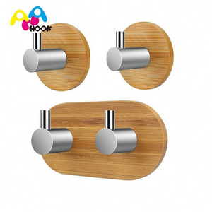 ANA  Wall Hooks Hangers Bamboo Wood Waterproof Stick on Hooks for Hanging Robe, Coat, Towel, Keys, Bags