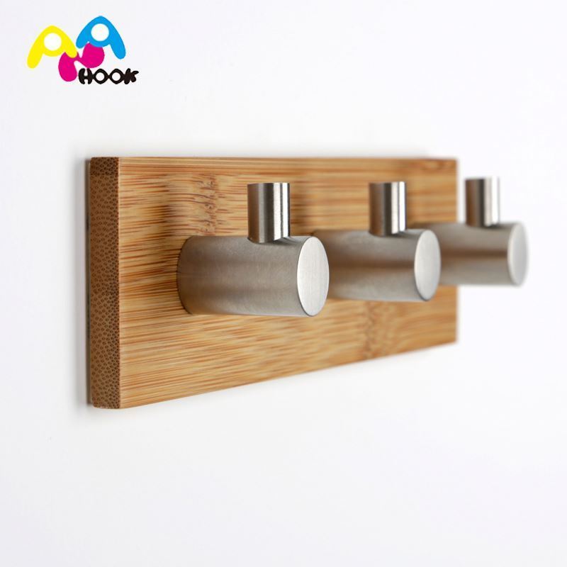 ANA  Wall Hooks Hangers Bamboo Wood Waterproof Stick on Hooks for Hanging Robe, Coat, Towel, Keys, Bags