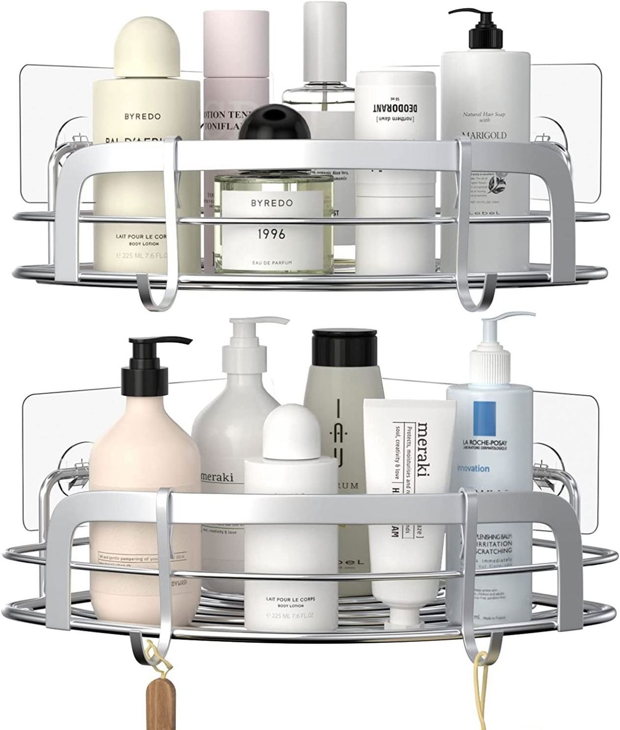 2-Tier Shower Corner Caddy, No Drill Shelves for the Bathroom and Shower