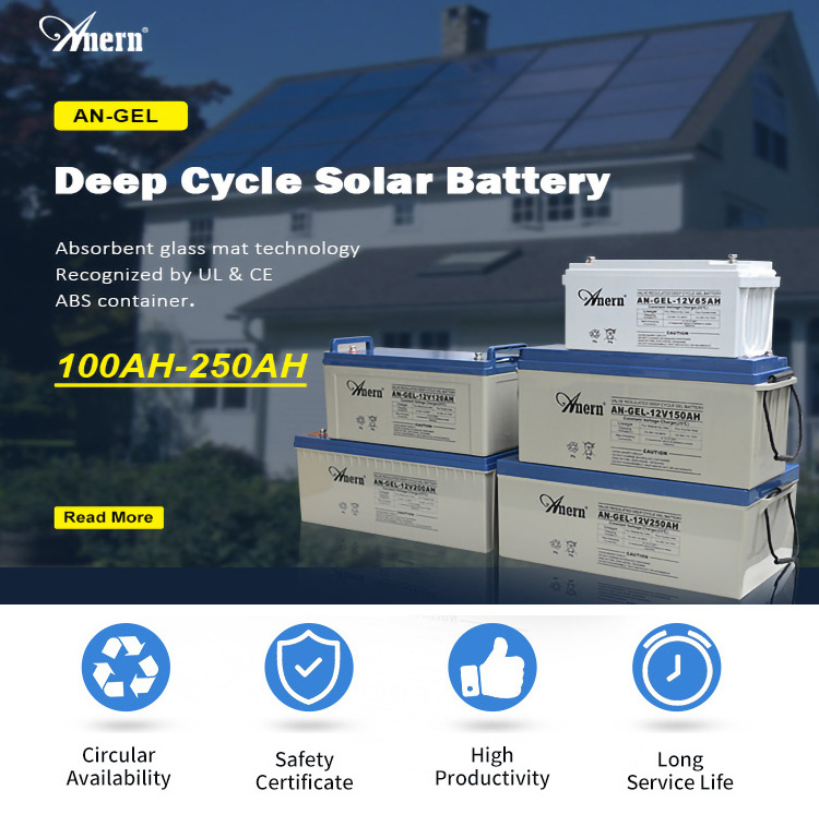 Anern deep cycle Lead Acid Agm Gel battery 12v 24v 100ah 150ah 200ah 250ah solar battery