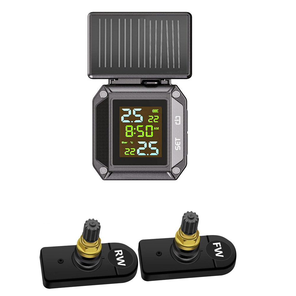 Motorcycle tire pressure monitoring system Solar motorcycle tire pressure tire temperature monitoring and alarm system