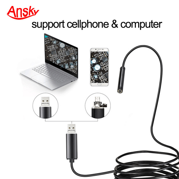 5.5mm Android and PC 6 LED Waterproof USB Borescope Snake Camera