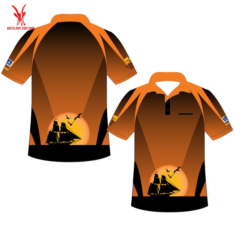 Custom High Quality Unique Dart Polo Shirt Design Latest Short Sleeve Dart Polo Design With Buttons Sublimation Polo Shirt