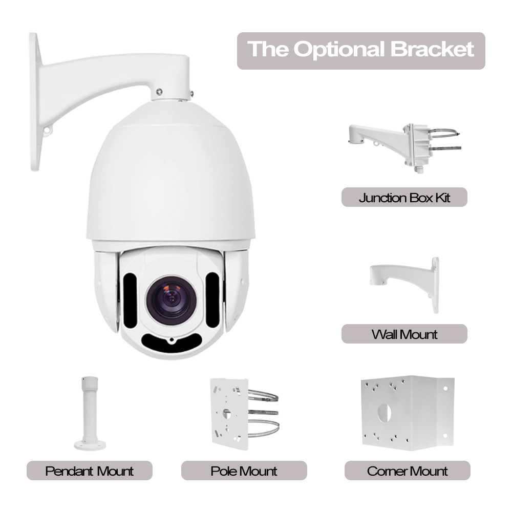 Optical 33X Motorized Zoom Casinos Surveillance IP Camera POE + Outdoor Full Color IR 300M PTZ Camera with Junction Box