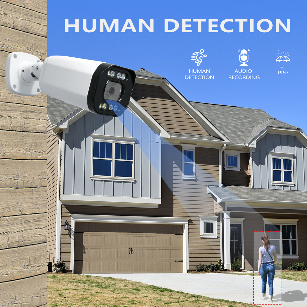 Hik-Connect Motion Detection 4K 8MP Sony Sensor H.265+ IP67 Zoom Lens 4X 5X POE Metal Bullet Security Camera