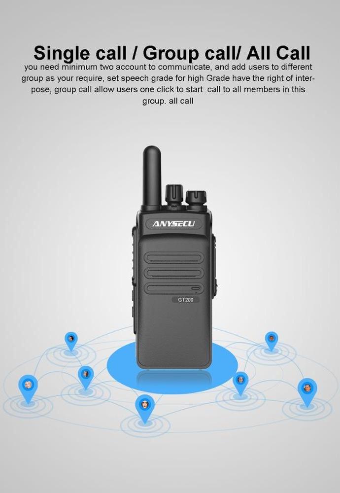 Anysecu 3G IP walkie talkie with sim card   3G-GT200 and Realptt Licences  500 miles for long distance communication