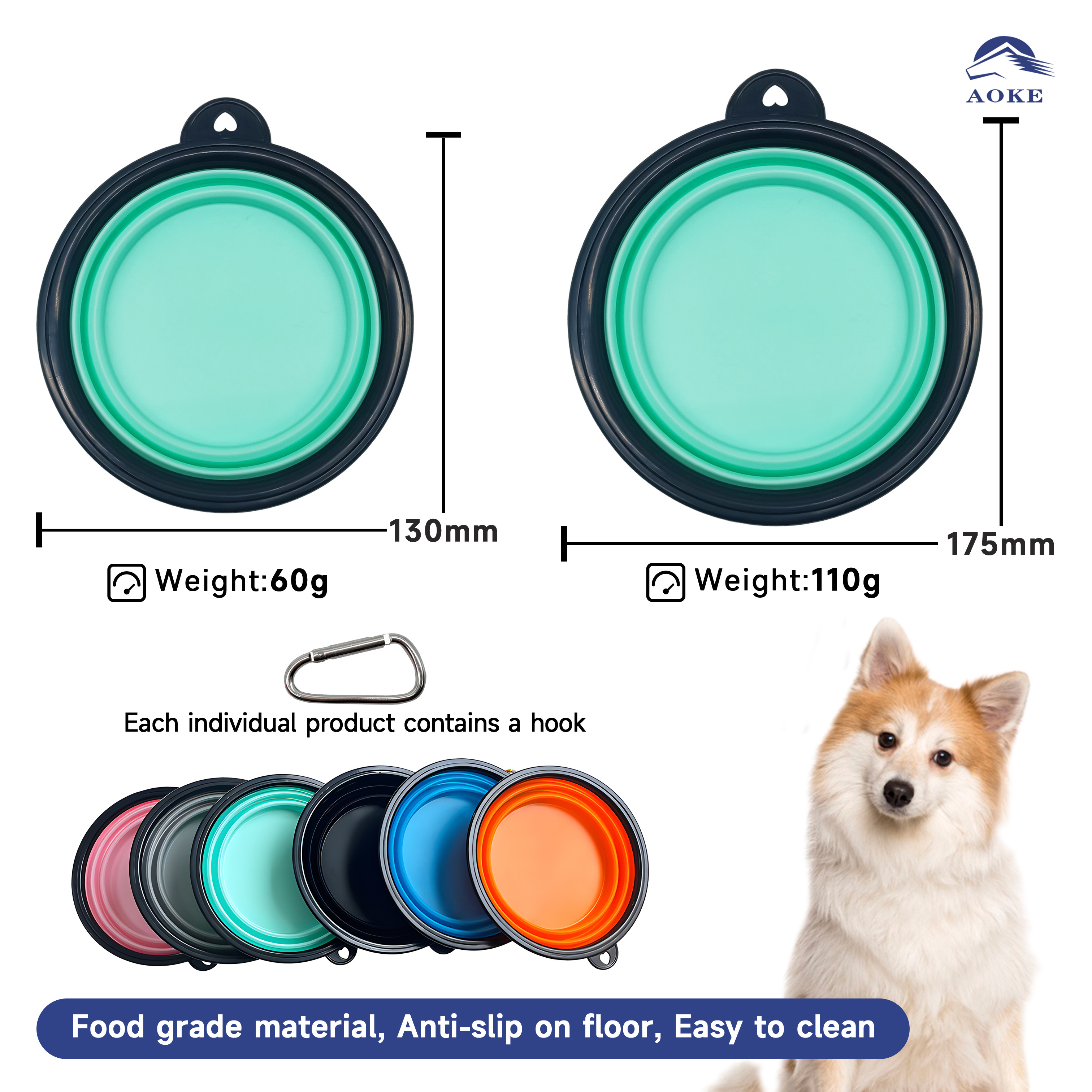 Dog silicone bowl collapsible feeding bowl dog drinking water bottle with silicone bowl