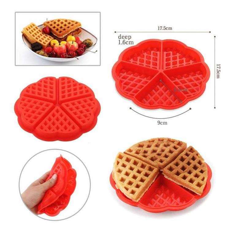 4 Cavities square silicone Waffle Mold and 5 Cavities heart Silicone Waffle Maker Baking Tray for Cake Chocolate Craft Candy