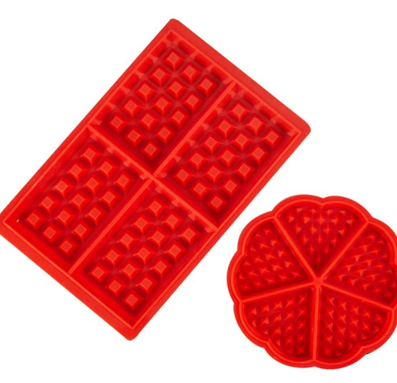 4 Cavities square silicone Waffle Mold and 5 Cavities heart Silicone Waffle Maker Baking Tray for Cake Chocolate Craft Candy