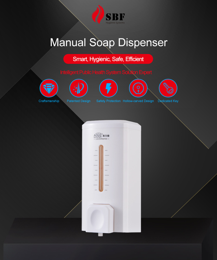 High quality wall mounted hotel manual liquid hand soap and shower gel shampoo lotion dispenser 500ml