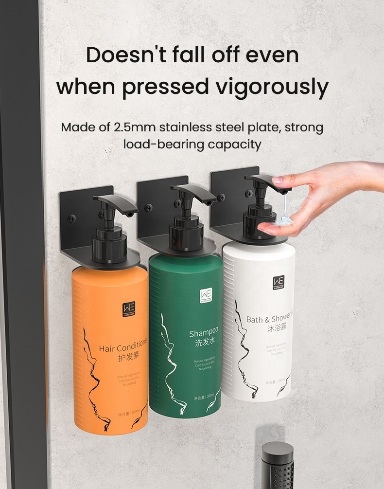 Wall mount Soap Dispenser Bracket Black Stainless Steel Triple Bottle With Pump For Hotel Bathroom Soap Dispenser Holder