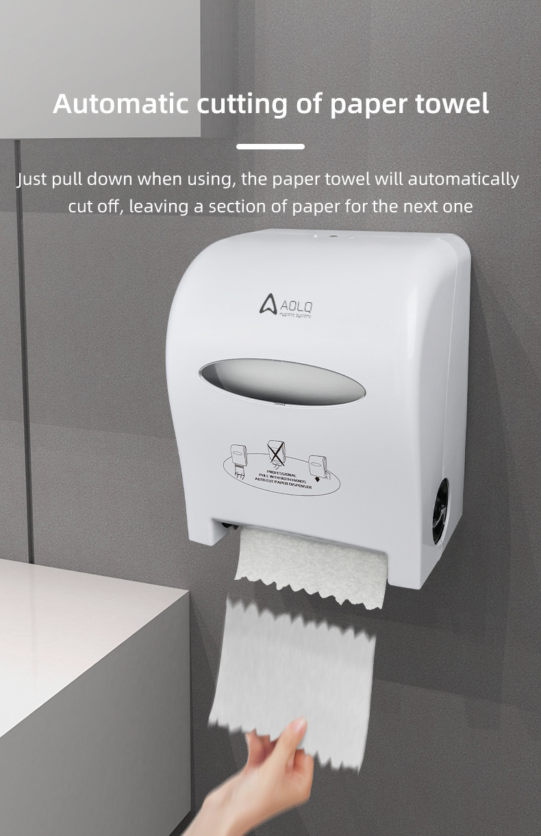 Wall Mounted Plastic Bathroom Toilet Auto Cut Tissue Jumbo Roll Hand Paper Towel Dispenser For Washroom