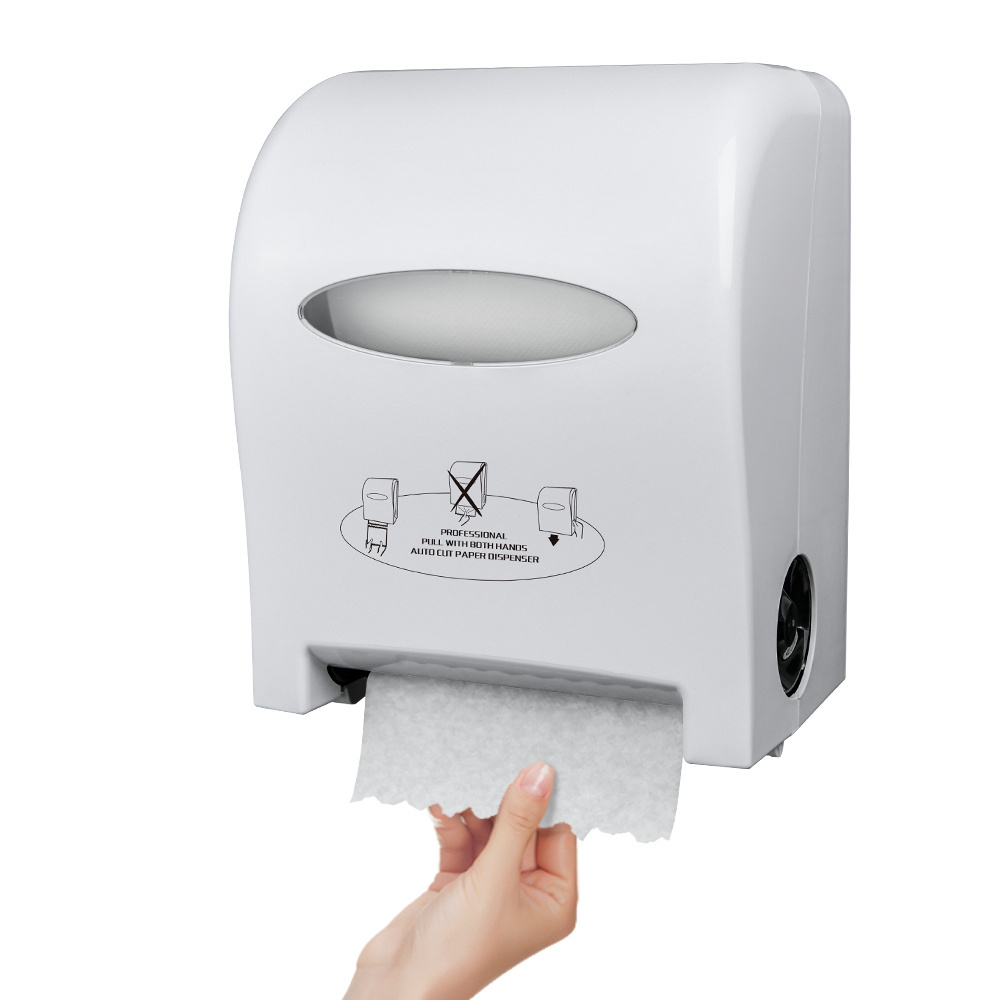 Wall Mounted Plastic Bathroom Toilet Auto Cut Tissue Jumbo Roll Hand Paper Towel Dispenser For Washroom