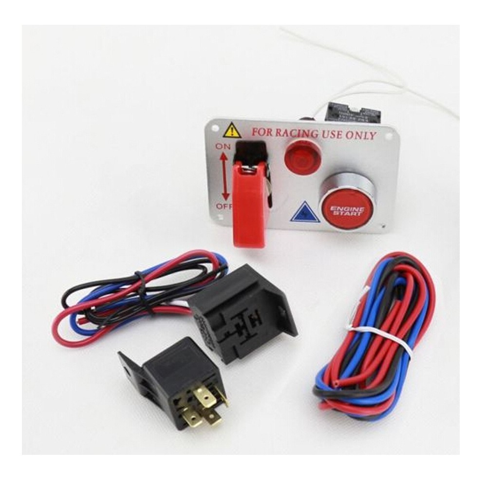 12V 20A Ignition Switch Panel Red Engine Start Push Button Cover Toggle Switch  for Racing Car