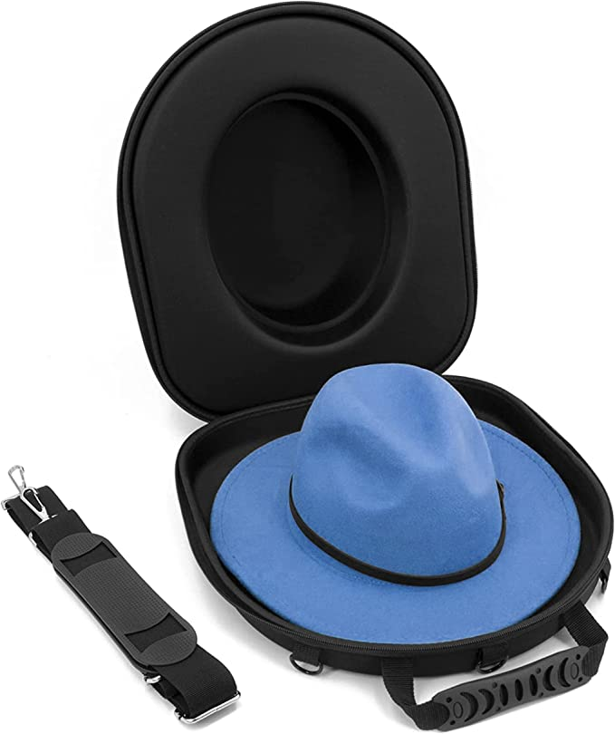 Hard Shell Hat eva Travel Case with Adjustable Carry Strap Luggage Strap and ID Card Slot For Fedora Panama Bowler Hats and More