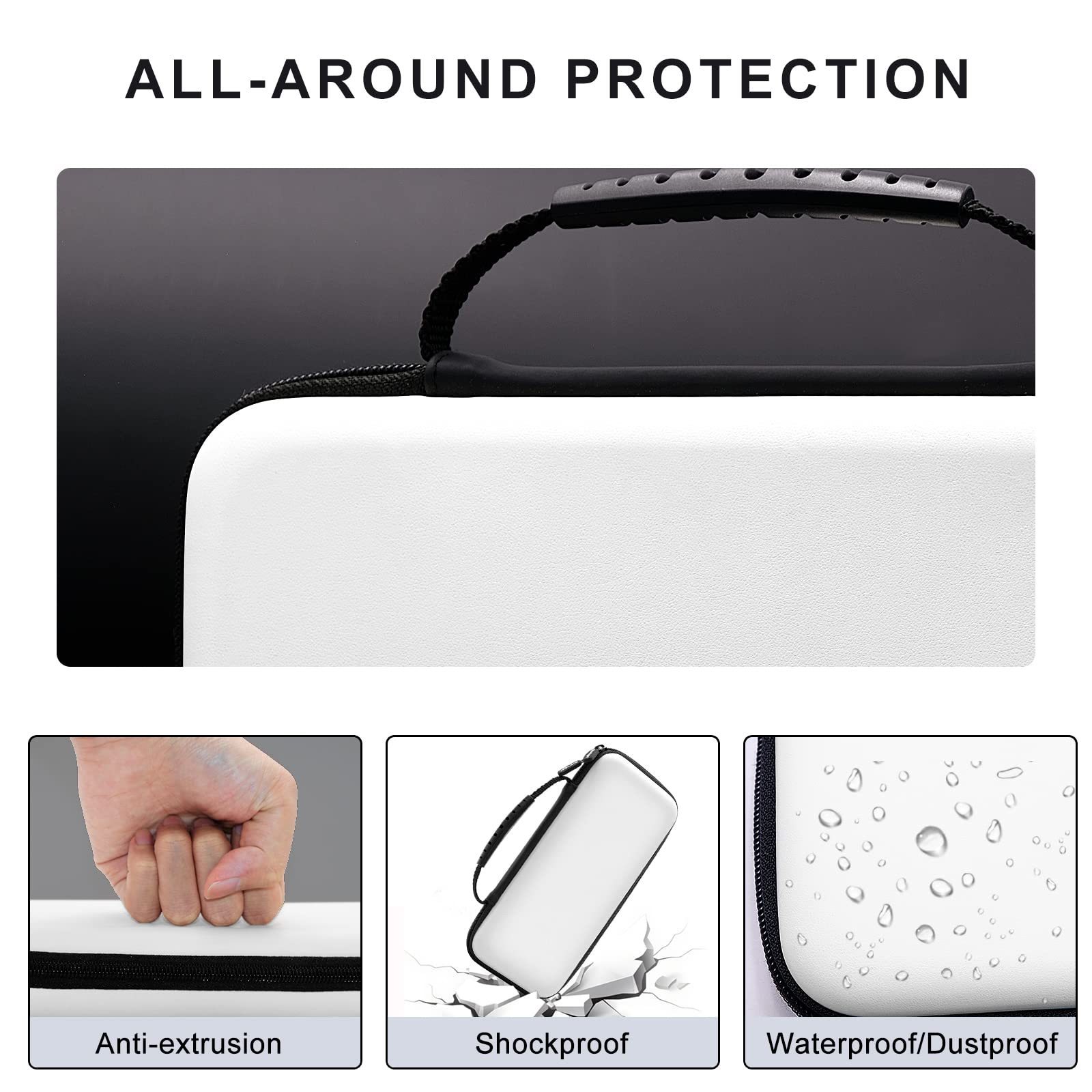 Switch OLED Console Case ,White PU game console storage bag Protective Hard Portable Travel Carrying Case Shell Pouch