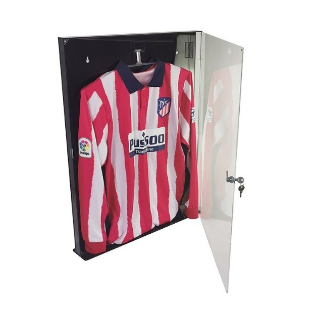 Factory customized acrylic Sport Shirt display case with lock for T-shirt collection storage wall mounted case