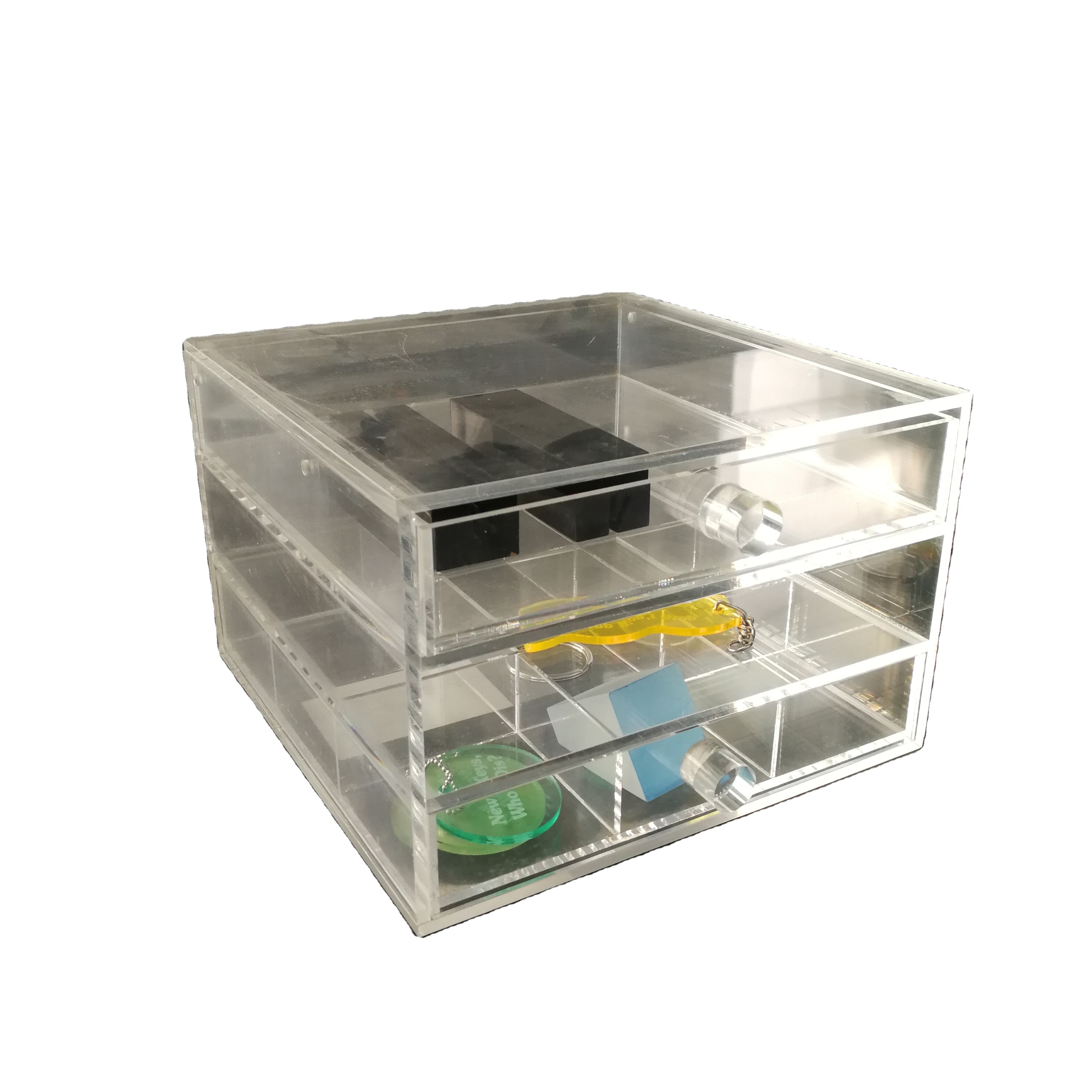 Clear acrylic makeup organizer with drawers for cosmetics and jewelry storage organizing