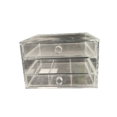 Clear acrylic makeup organizer with drawers for cosmetics and jewelry storage organizing