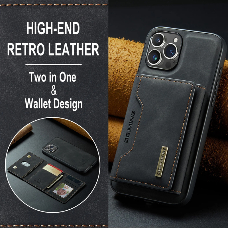 Business Leather Wallet Case With Card Holder Detachable Design Magnetic Phone Case Wallet For Apple Iphones Stand