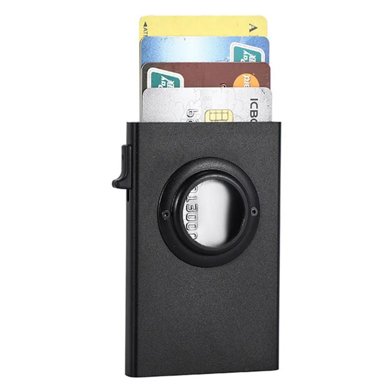 Men Portable Small Slim Quick Card Access Anti-Theft Anti-Scan RFID Pop Up Aluminum Card Holder For Airtag Wallet