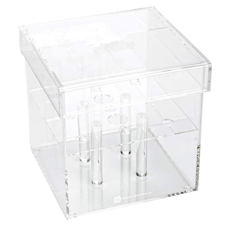 9 Holes Custom 6X6 Square Clear Packaging Cover Display Wedding Preserved Rose Storage Bouquet Acrylic Flower Box