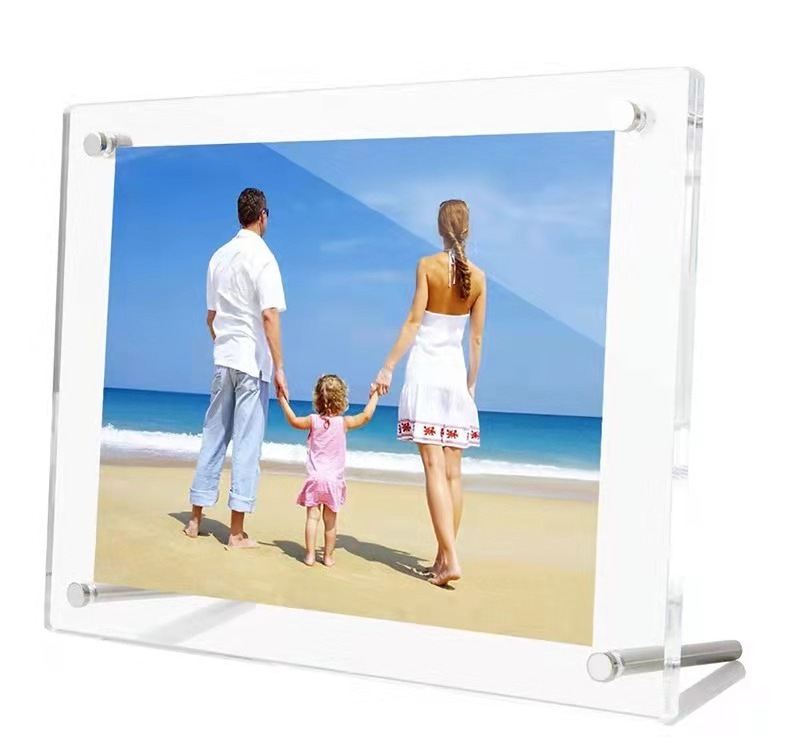 DESY Transparent Acrylic Photo Frame Wall-Mount Hanging  Photo Stand 4X6 Inch Desktop Sign Display Photo Stand