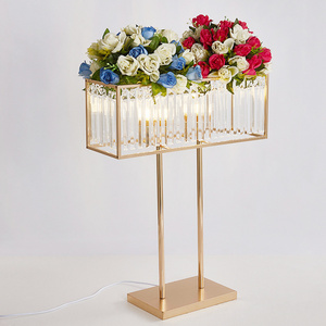 wedding table centerpiece gold rectangle flower stand with led light