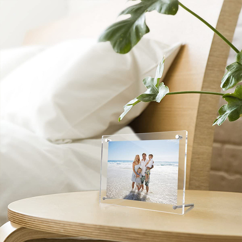 DESY Transparent Acrylic Photo Frame Wall-Mount Hanging  Photo Stand 4X6 Inch Desktop Sign Display Photo Stand