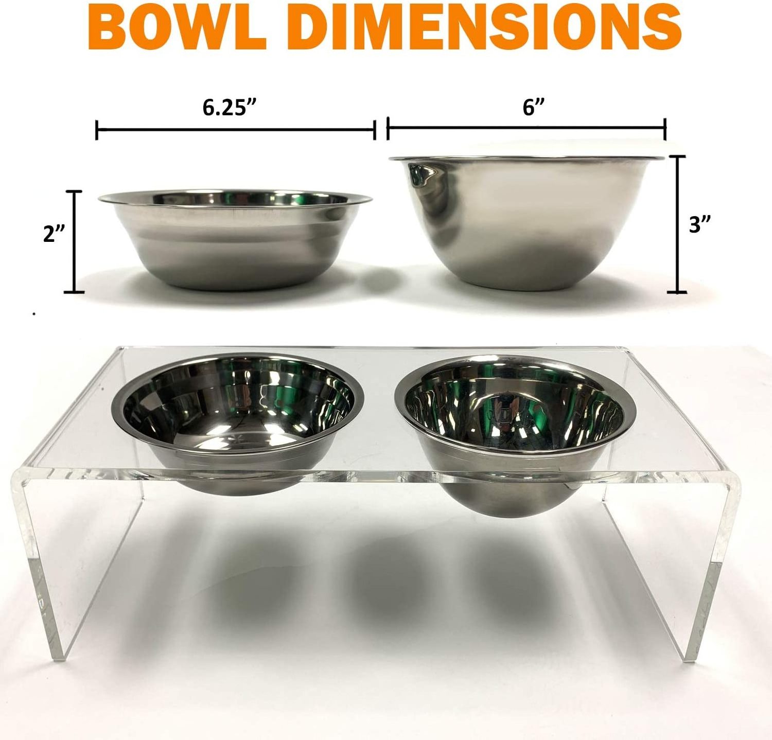 Custom Smart Pet Supplies Dog Cat Double Bowls Stand Food Water Stand Feeding Rack Acrylic Pet Feeder Stand