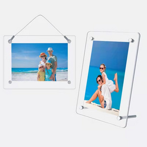 DESY Transparent Acrylic Photo Frame Wall-Mount Hanging  Photo Stand 4X6 Inch Desktop Sign Display Photo Stand