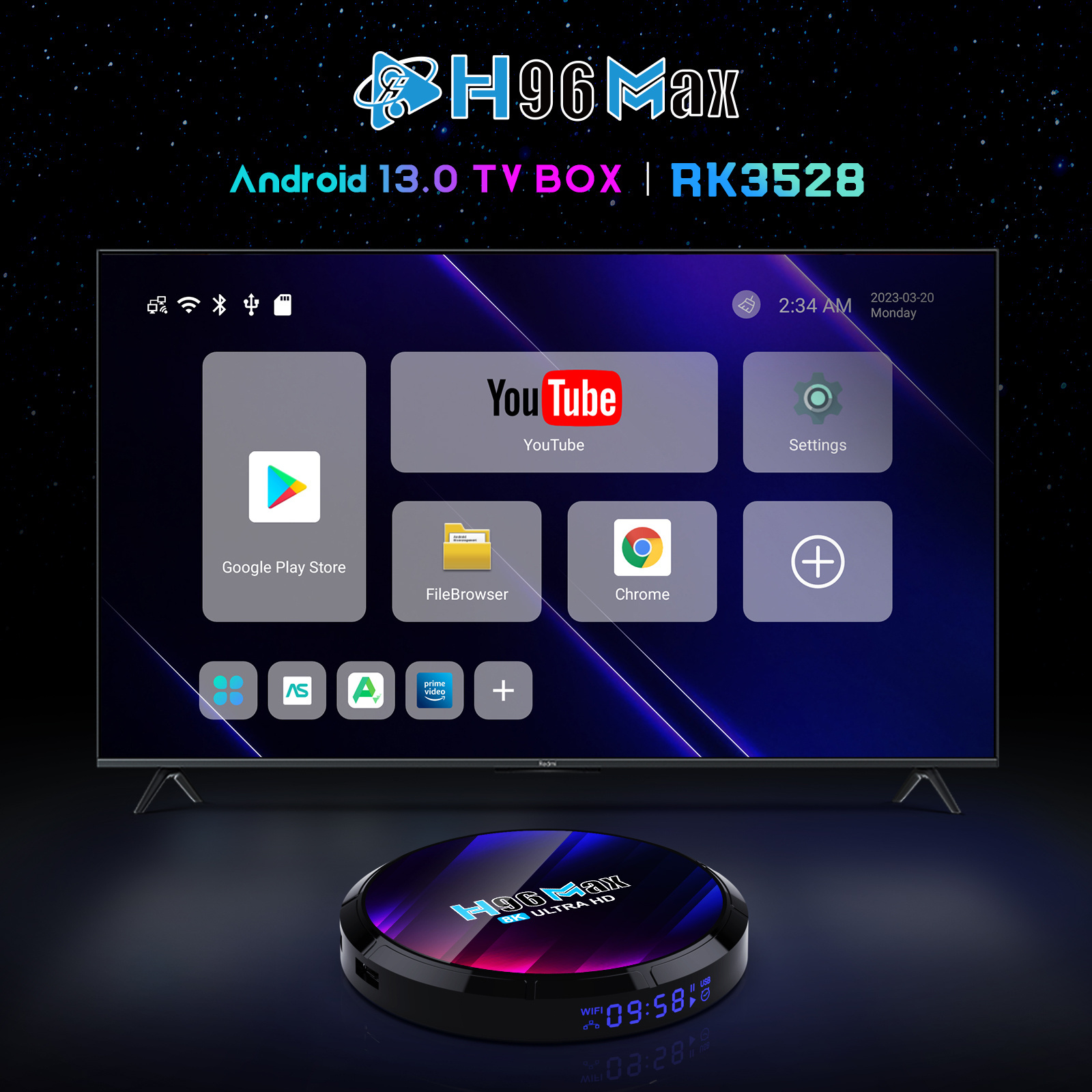 2023 Latest Wifi 6 Tv Box H96 Max RK3528 4GB Ram 32GB Rom Media Box Android 13 Set-top Box