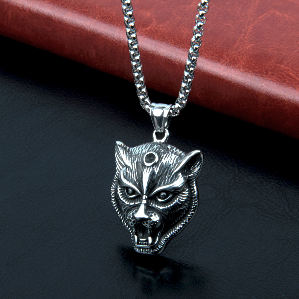 Punk Rock Personality Male Titanium Steel Pendant Accessories Non-mainstream party leopard head stainless steel necklace