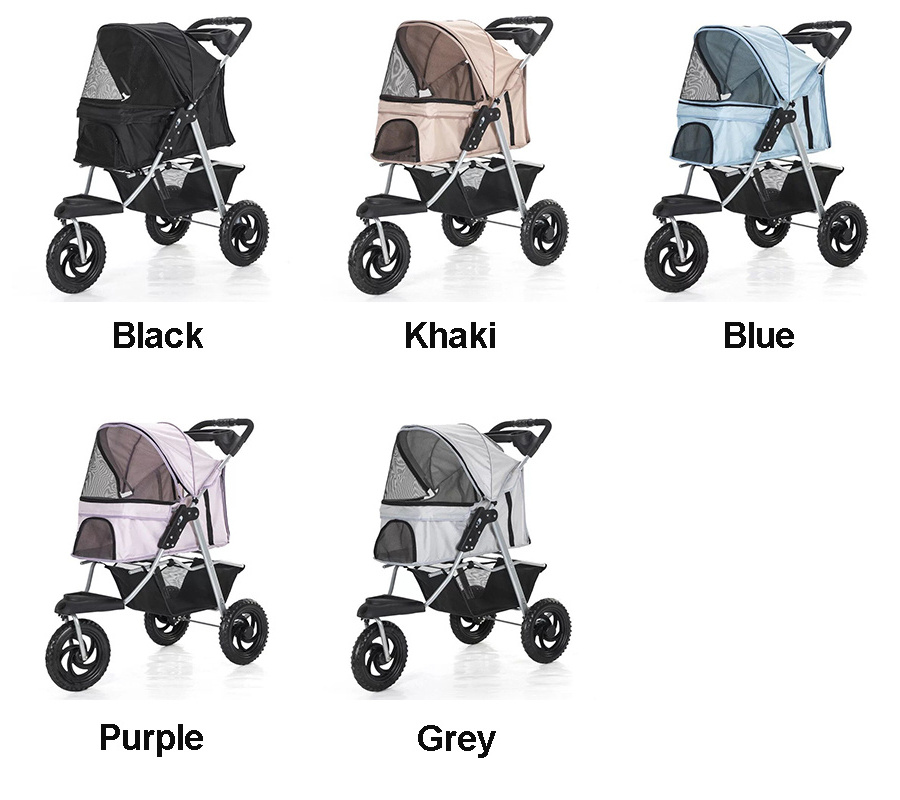 Portable Double Brake Pet Stroller One Hand Fold Up Pet Stroller For Dogs And Cats