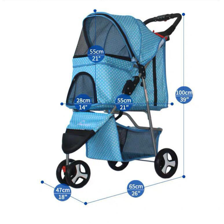 Dog Stroller Cat Cart Carrier 3 Wheels Large Detachable Pet Stroller For Dog