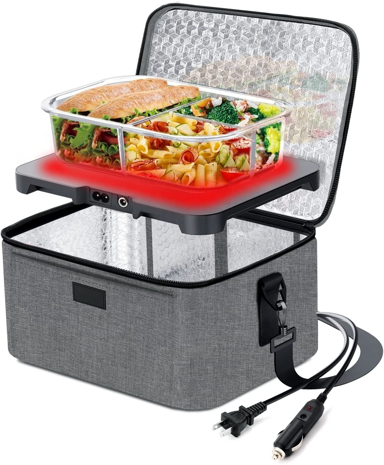 Home portable microwave oven 12V 24V 110V Car Food Warmer Heated Lunch Box buffet food warmer for camping/road trip