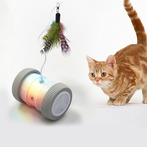 Smart pet cat feather wheel toy usb rechargeable battery electric interactive cat dog toys