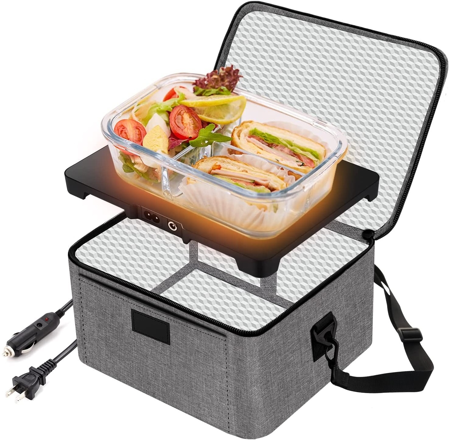 Home portable microwave oven 12V 24V 110V Car Food Warmer Heated Lunch Box buffet food warmer for camping/road trip