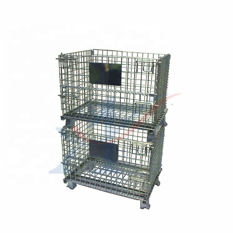 Warehouse Bulk Storage Collapse Sides Galvanized Steel Wire Mesh Cage Pallet cage