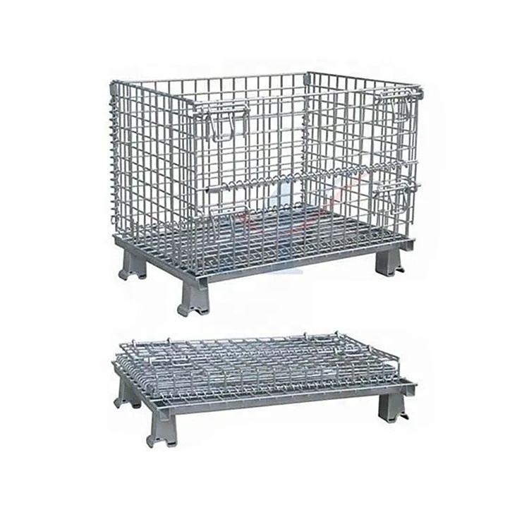 heavy duty steel foldable box pallet,stacking wire mesh basket