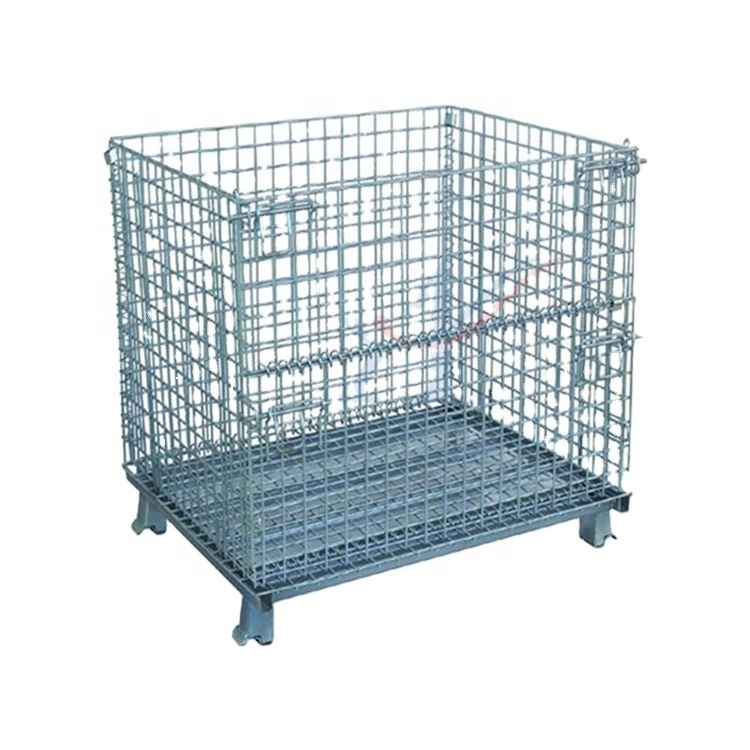 Warehouse Bulk Storage Collapse Sides Galvanized Steel Wire Mesh Cage Pallet cage