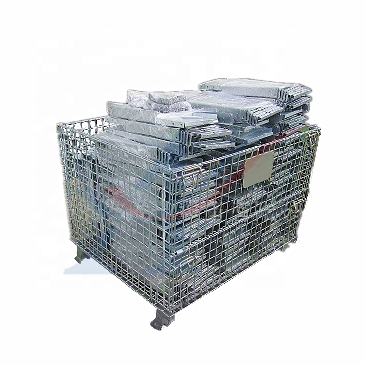 Warehouse Bulk Storage Collapse Sides Galvanized Steel Wire Mesh Cage Pallet cage