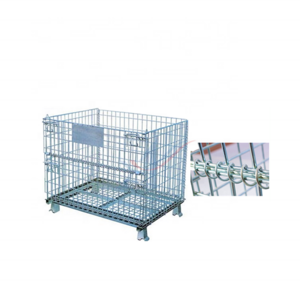 Warehouse Bulk Storage Collapse Sides Galvanized Steel Wire Mesh Cage Pallet cage