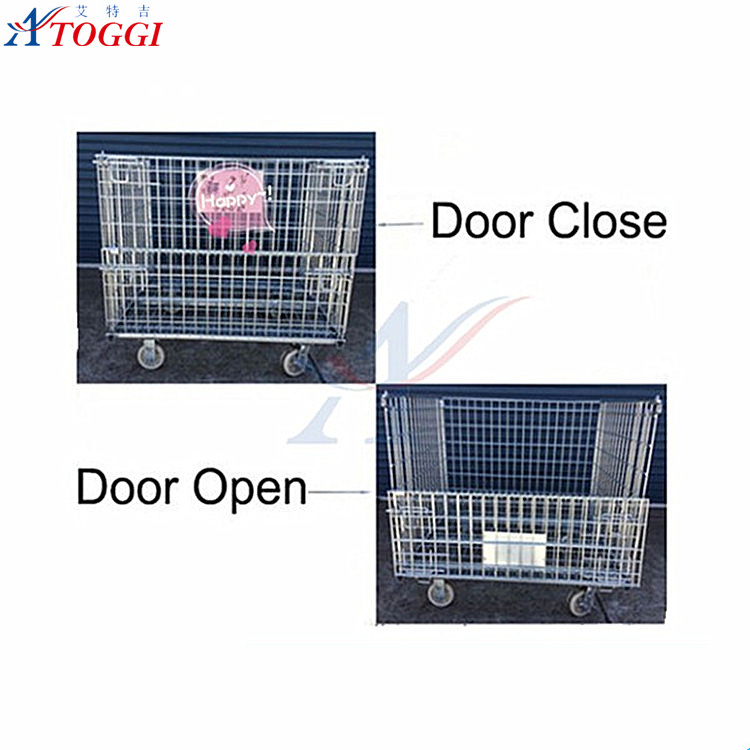 heavy duty steel foldable box pallet,stacking wire mesh basket