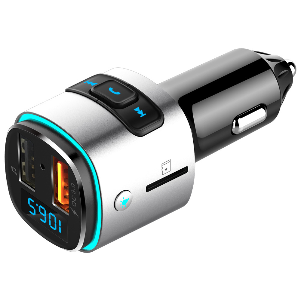 Digital Tube Display Usb Car Charger Stereo Bt Car Kit Digital Fm Transmitter Modulator Mp3 Player Play Music 2 USB Port