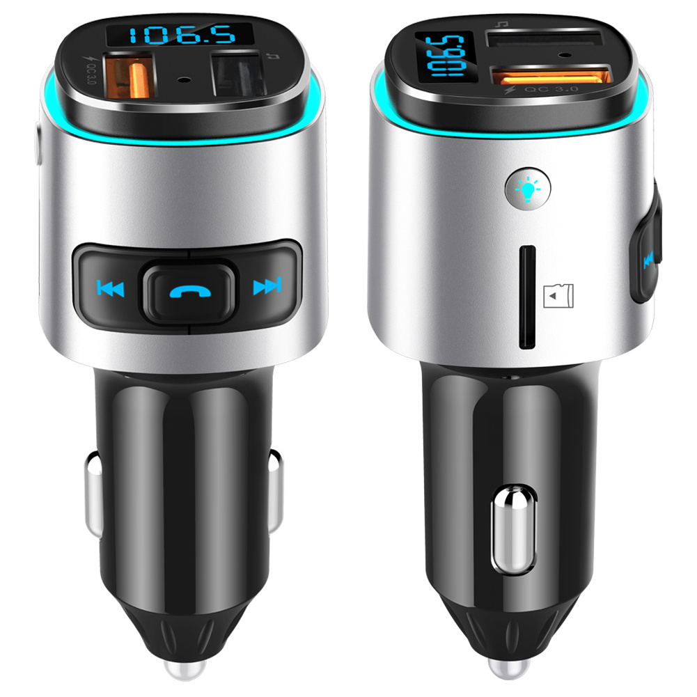 Digital Tube Display Usb Car Charger Stereo Bt Car Kit Digital Fm Transmitter Modulator Mp3 Player Play Music 2 USB Port