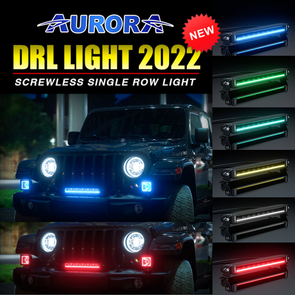 Aurora Patented 6 inch LED Light Driving RGB Backlight Offroad Light Bar atv utv led light