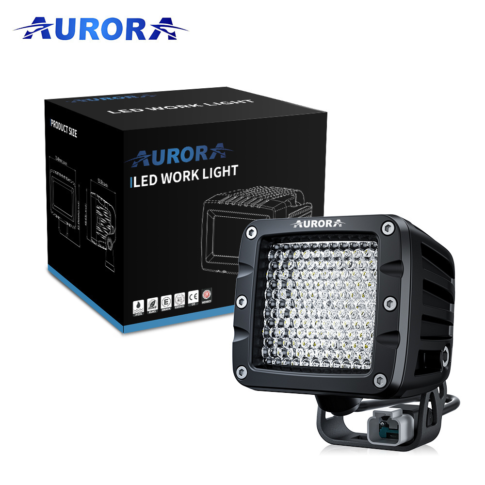 AURORA Patent 2 Inch LED 40W Square 12/36V tractor Truck LED Spotlight Driving Light Atv 4WD Car Offroad Mining LED Work Light