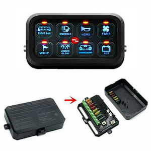 Universal 8 Gang LED Switch Panel Touch Control Panel Box 12V 24V With Circuit Control Box for Car Offroad Light