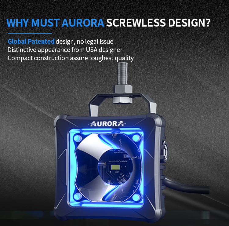 Aurora New Design 30w RGB light cube halo led RGB working light For 4x4 Farming trucks Tractor